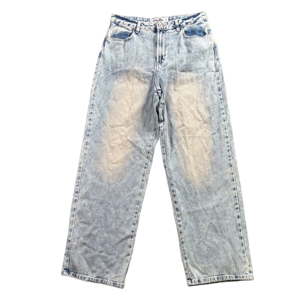 Indigo Rein‎ Y2K Wide Leg Jeans Light Wash Baggy Skater High Rise 13 Grunge